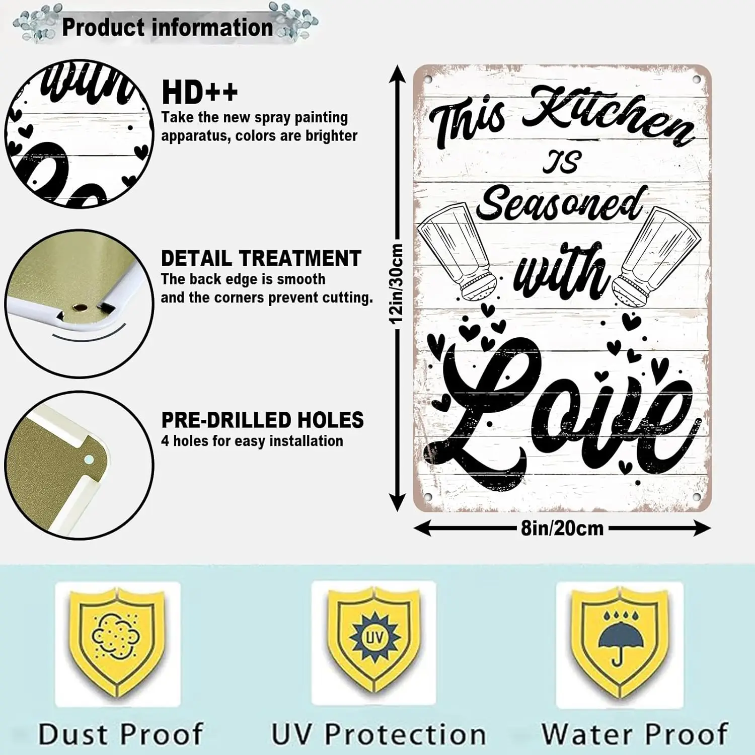 Ktchen Metl Tn Sgn Цитата Frmhouse Rustc s Sesoned с Love Wll rt Декор 12*8n