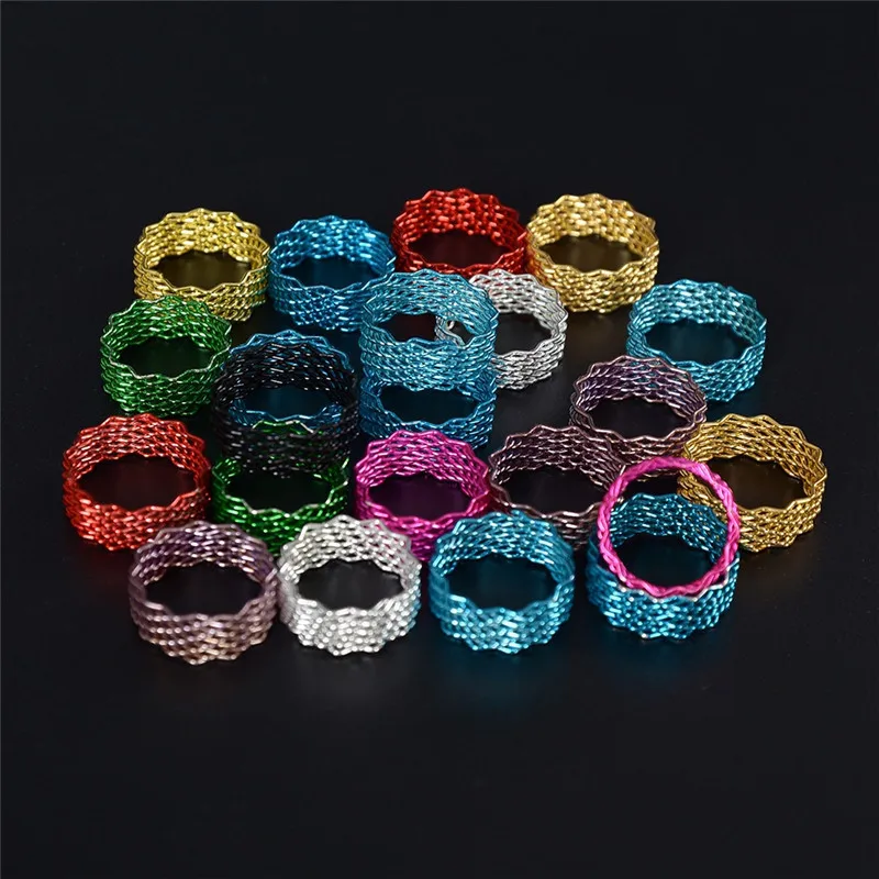 

50pcs/lot wholesale Unisex Mesh Stainless Steel Ring Circle Woven Mesh Women Men Wedding Rings Friends Gift