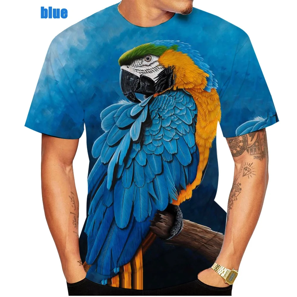 

2022 Men and Women Tshirt 3D Parrot Animal Patterned Print T Shirt Novelty Stylish Personality Men/Women Casual Tshirt