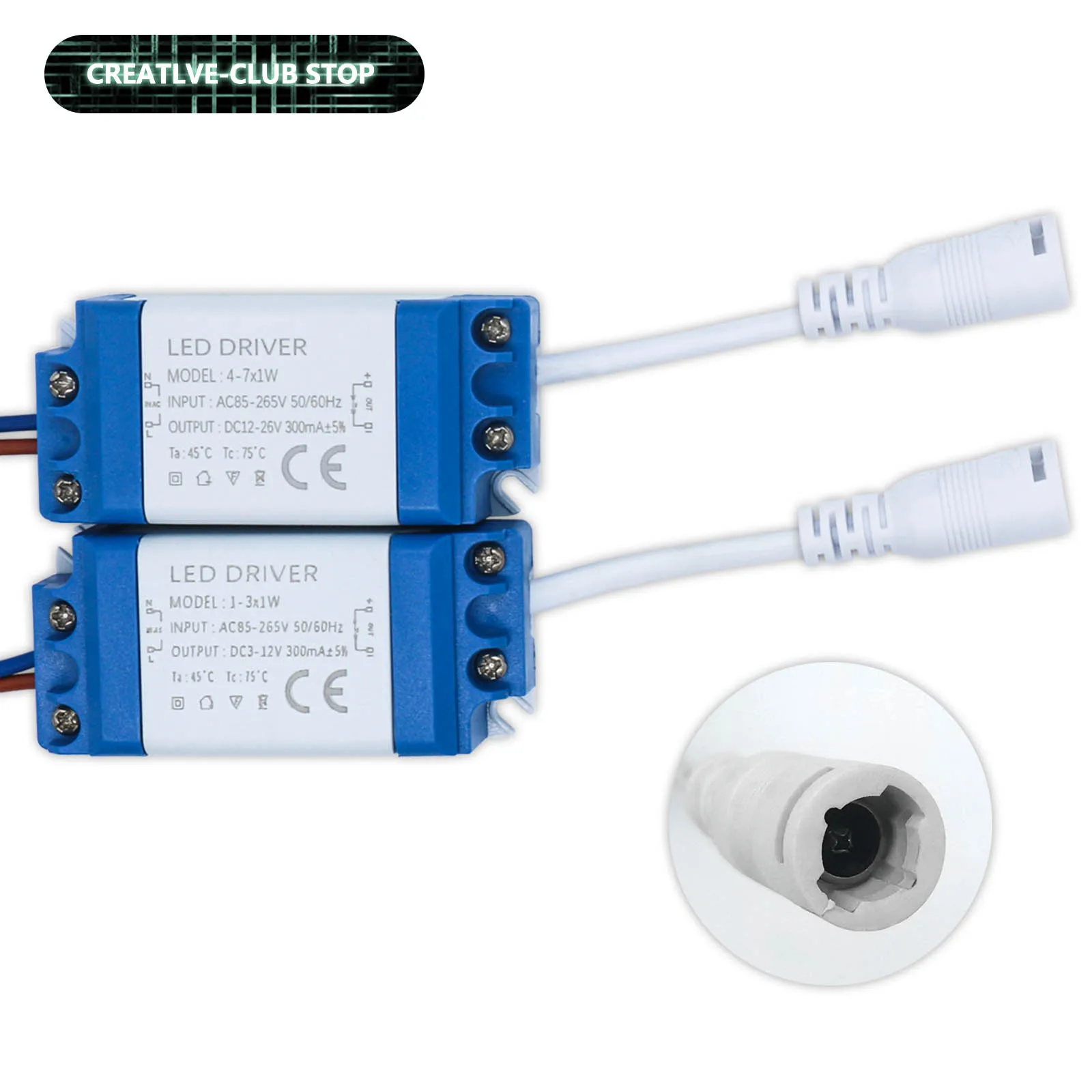 

LED Driver With 5.5*2.1mm Female Connector 1W-36W Power Supply Constant Current 300mA Lighting Transformers For LED Light strip