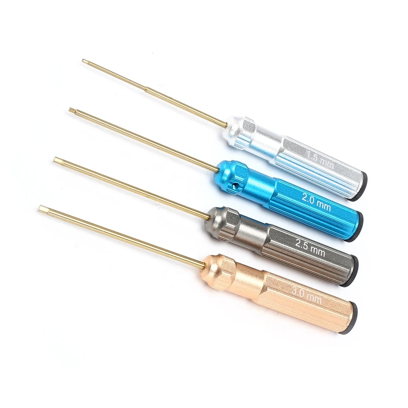 

RC Tools 4 Pcs Hex Screw Driver Set Titanium Plating Hardened 1.5 2.0 2.5 3.0Mm Screwdriver For RC Helicopter Car Toys
