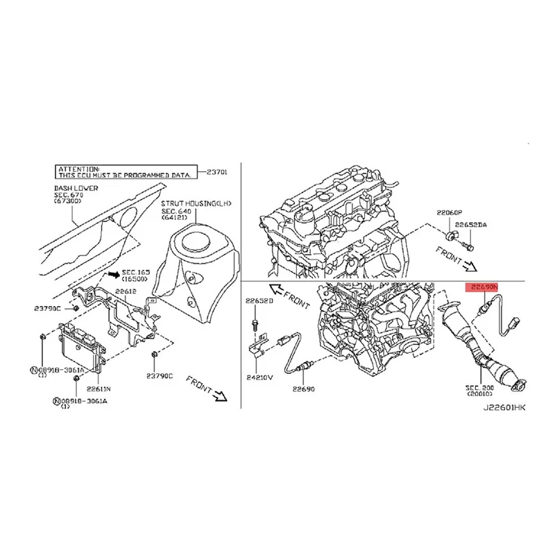 Нижний датчик кислорода O2 22690-EN200 226A0-ET000 для Infiniti Nissan QX50 QX70 G35 Altima Rogue 2007-2017 234-9038