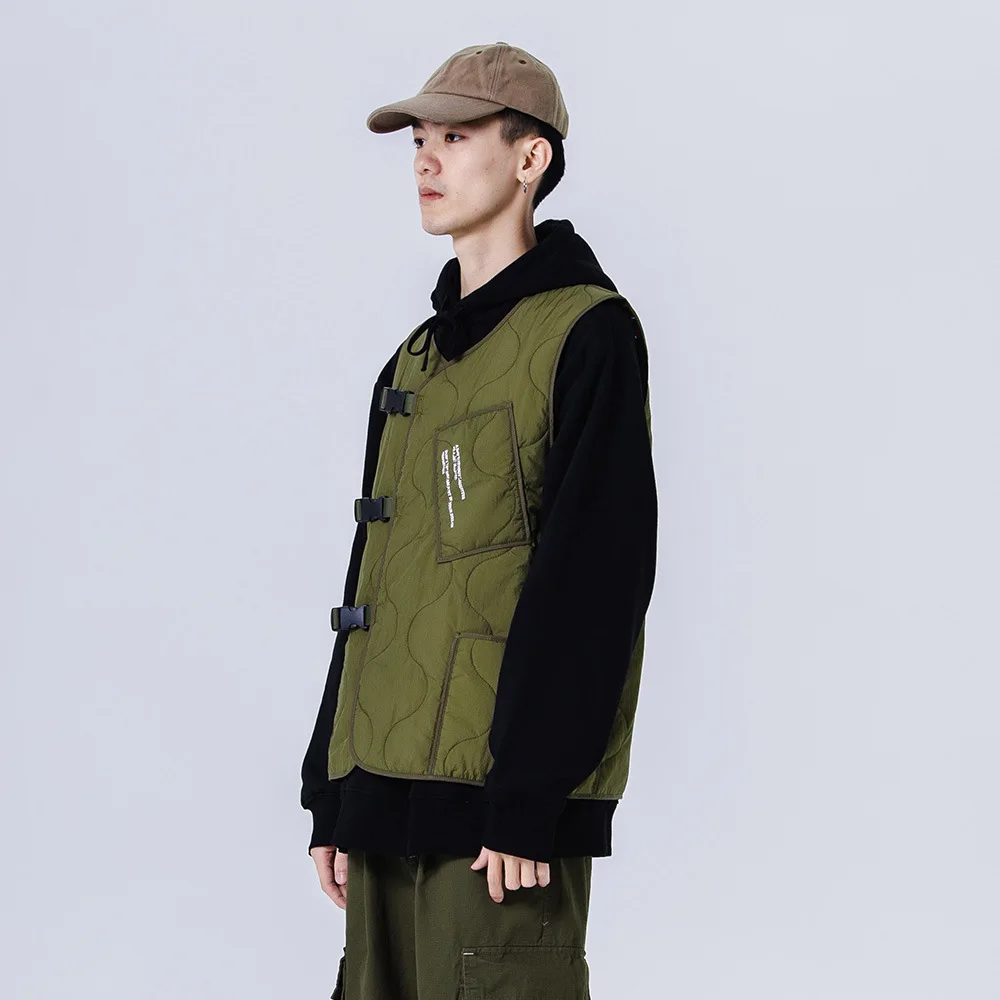 Men INS Popular Firmranch Men/Women Winter/Autumn Amekaji Padded Sleeveless Jacket Multi Pockets Pocket Work Clothes Vest