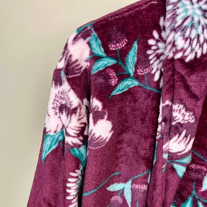 Women's Robe Flannel Nightgown In Winter Thickening Soft Warm Garden Flower Pajamas Nightdress