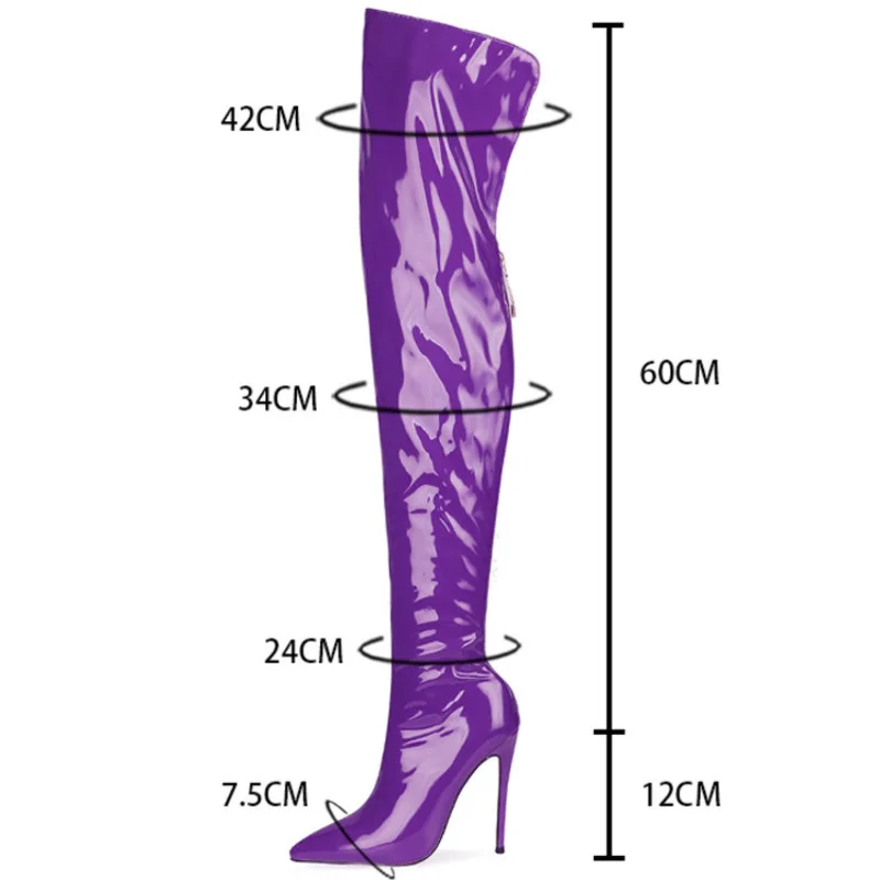Winter 2022 Rose Pink Over The Knee Boots Women Sexy High Heels Patent Leather Long Boots Lady Shoes Female Thigh High Boots
