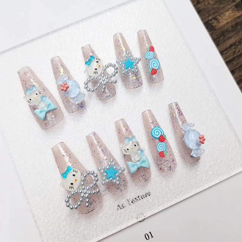 

24 шт. Diy Kuromi Hellokst Kawaii Girls ношение ногтей пластырь аниме мультфильм 3D Kt кукла ногти маникюр наклейки игрушки подарки
