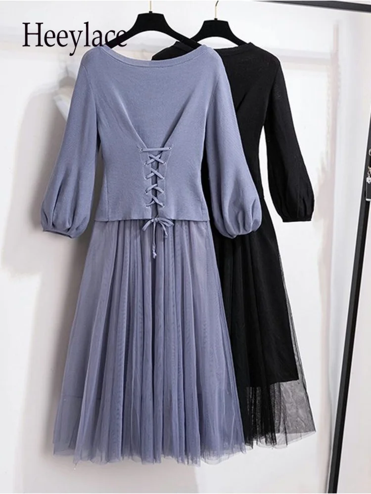 

Женский комплект из двух предметов, элегантный топ с круглым вырезом и рукавами-фонариками