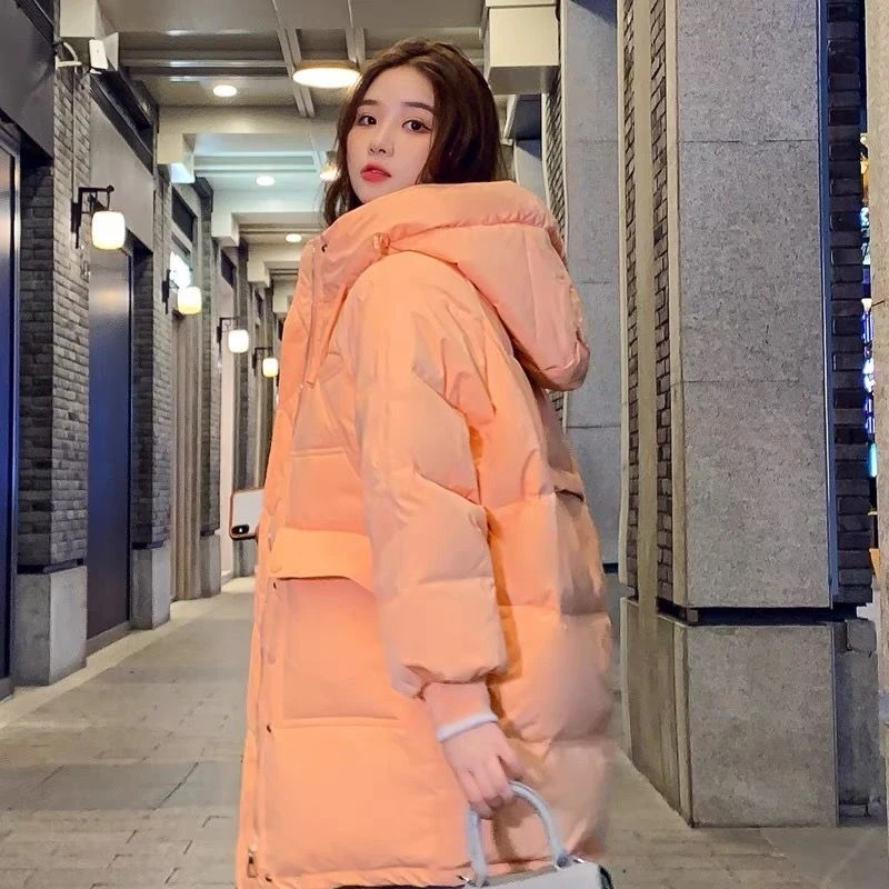Winter Women Long Casual Sweet Cotton Coats Hooded Loose Thicken Warm Jacket Korean Padded Parkas High Quality Female Clothing
