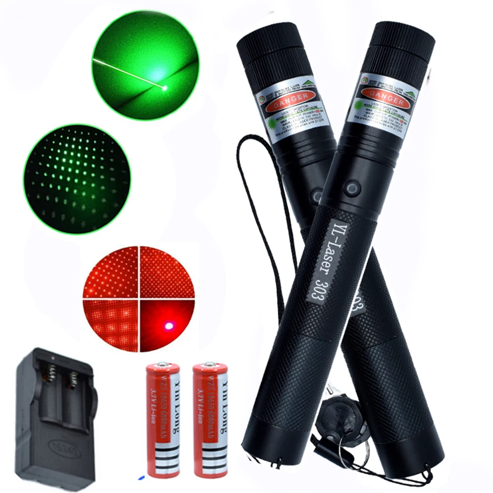 

Red Green Laser Sight Red Laser 303 Pointer High Powerful Device Adjustable Focus Lazer Laser Head Includes 18650 battery