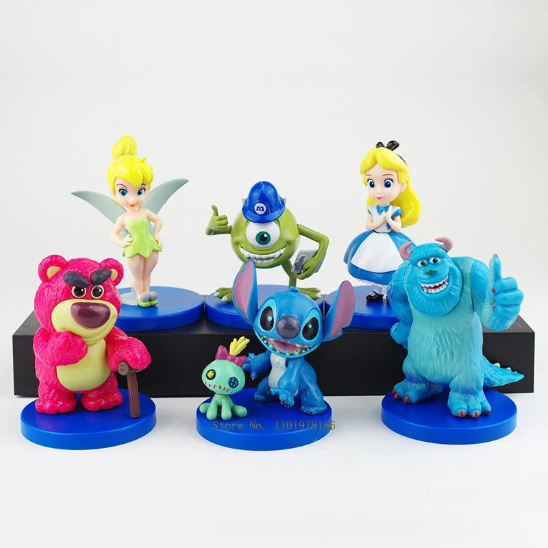 

Disney Monsters University Stitch Sulley Mr Q 6pcs/set 8cm Action Figure Posture Anime Decoration Collection Figurine Toy model