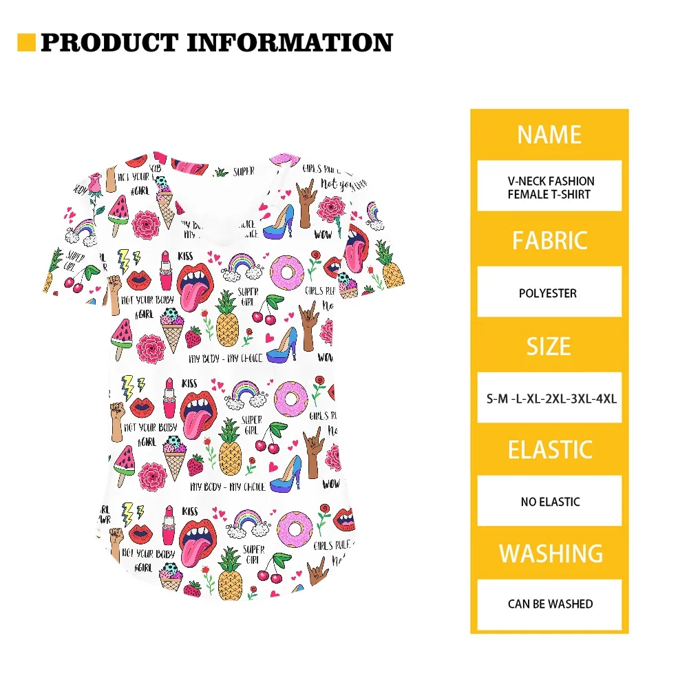 Женская футболка с коротким рукавом V-образным вырезом