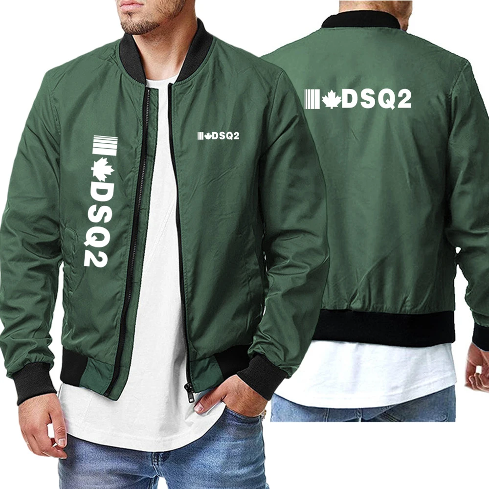 

Брендовая модная повседневная мужская куртка на молнии DSQ2, весна-осень, спортивная одежда с принтом, уличная Тактическая Военная куртка, му...