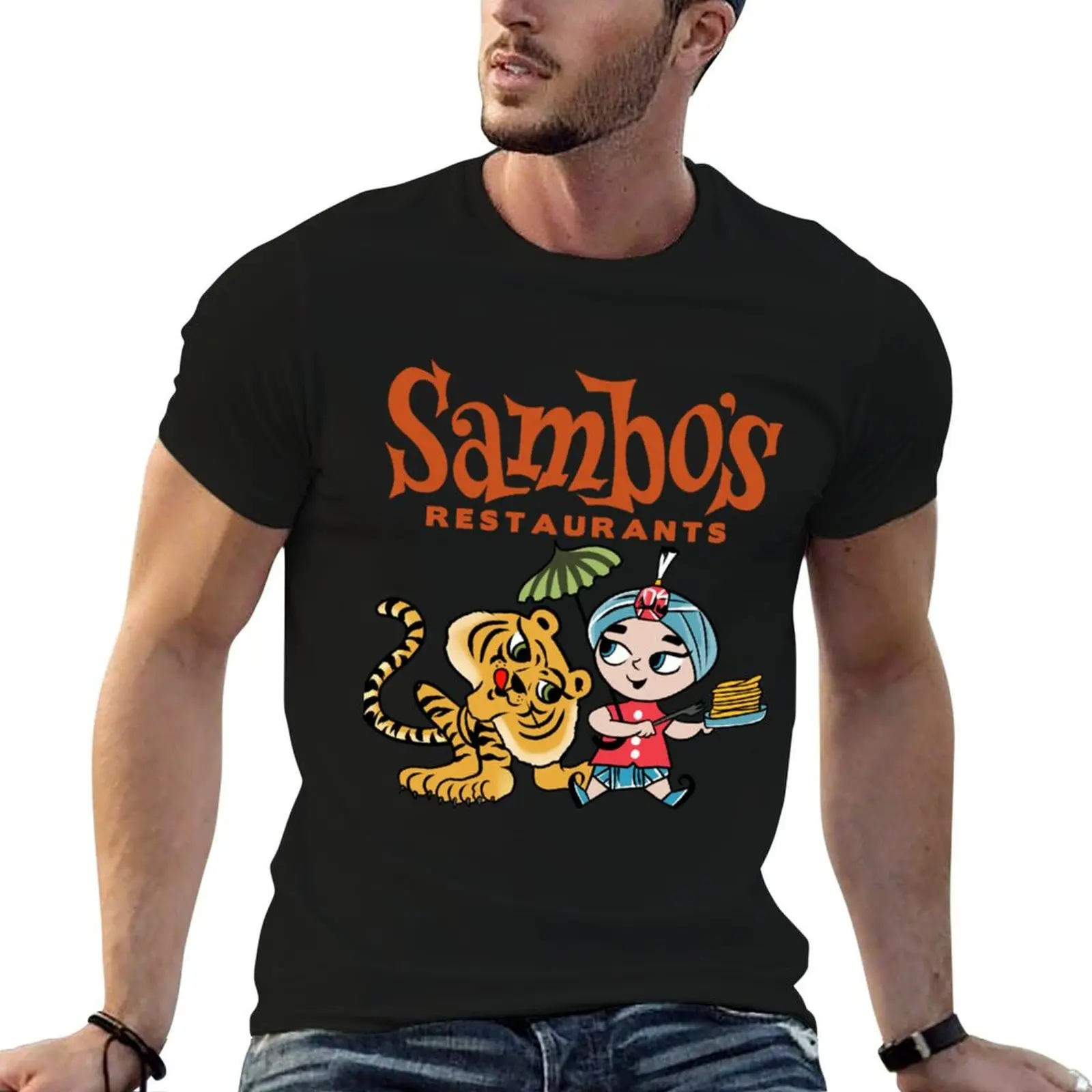 Фото Футболка Sambos Restaurants, черная хлопковая футболка, однотонная, для мужчин, забавные футболки, мужские футболки, футболки для мужчин №1