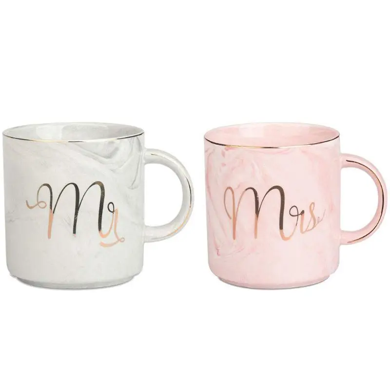 

Gold Plated Marble Pattern Mug Ceramic Coffee Tea Cup for Couples Lovers Wedding Anniversary Valentine Gifts Drop Shipping