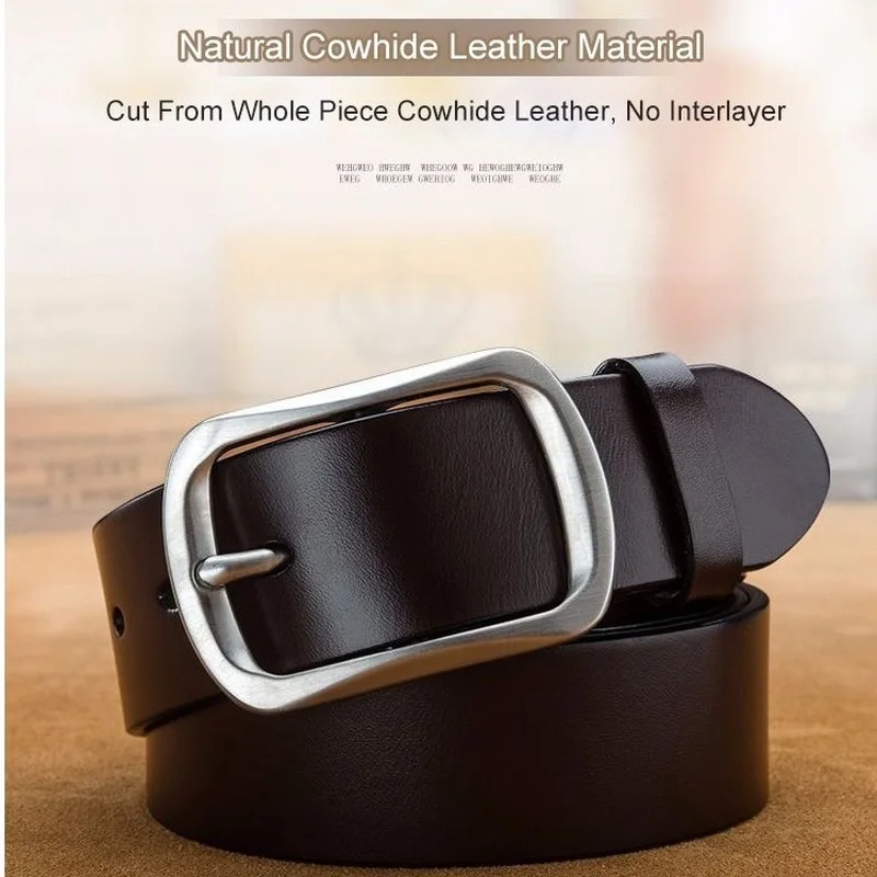 

Buckle Leather Belt Men Pin Buckle Casual Retro Cowhide Belt Men Trouser Belt Two-layer cowhide 110-130cm