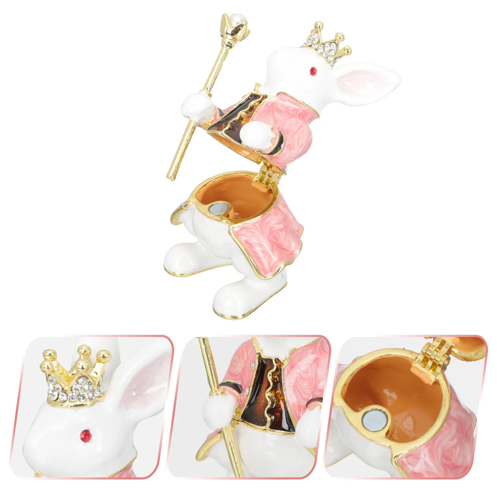 

Box Trinket Ring Jewelry Animal Rabbit Display Bunny Storage Boxes Statue Gift Figures Crystal Vintage Bejeweled Mini Container