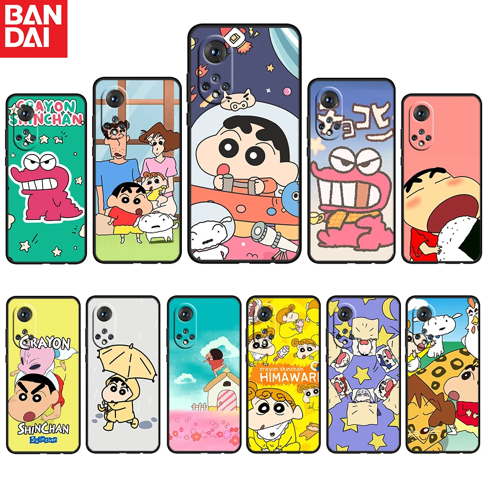 

Cute Anime Crayon Shinchan For Honor 60 50 20 SE Pro X30 10X 10i 10 9X 9A 8X 8A Lite Silicone Soft TPU Black Phone Case Cover
