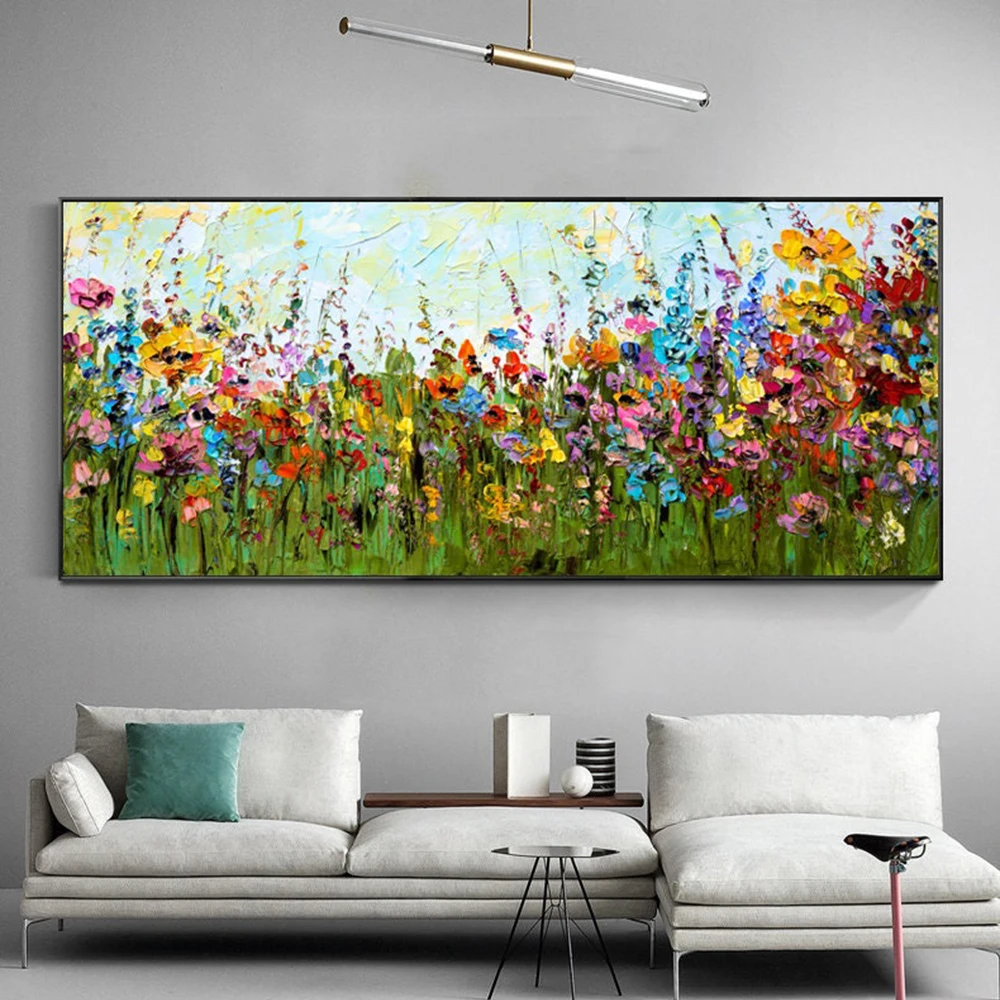 

Colorful Flower Landscape Oil Painting Prints On Canvas Painting Posters Abstract Wall Art Picture Living Room Home Decoration