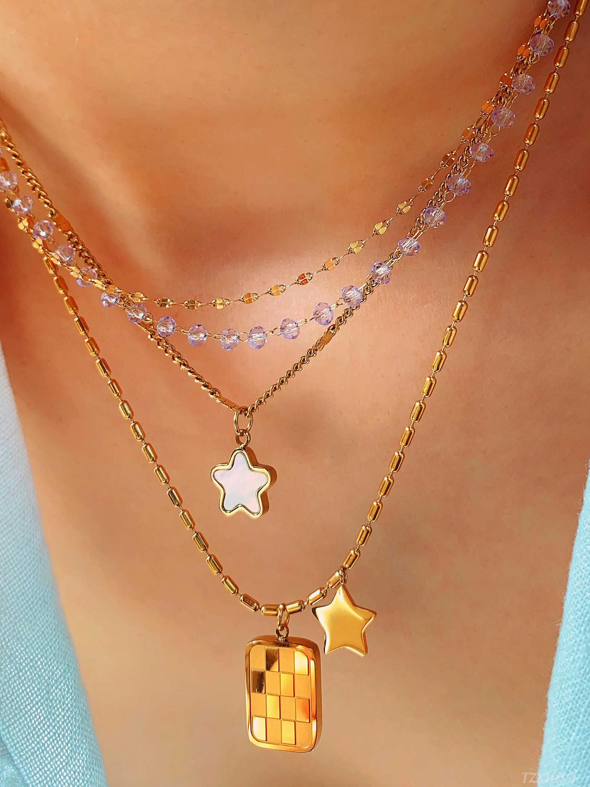 Высококачественное модное квадратное пятиугольное белое ожерелье с подвеской в