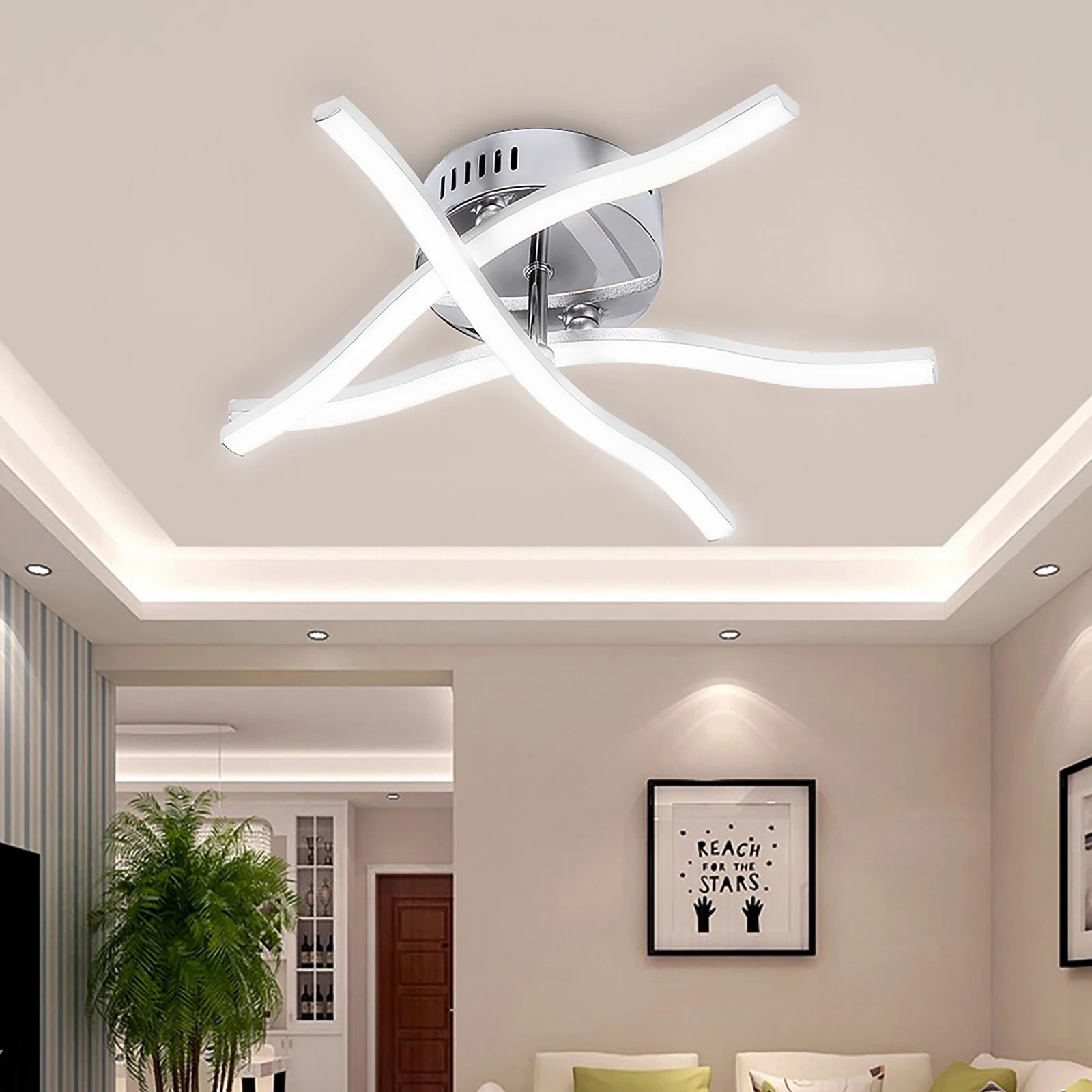 

Modern LED Ceiling Lamp Aluminum Waved Wall Light Long Life Energy Efficient Trifurcate Ceilings Lamps For Kitchen 18W 85-265V