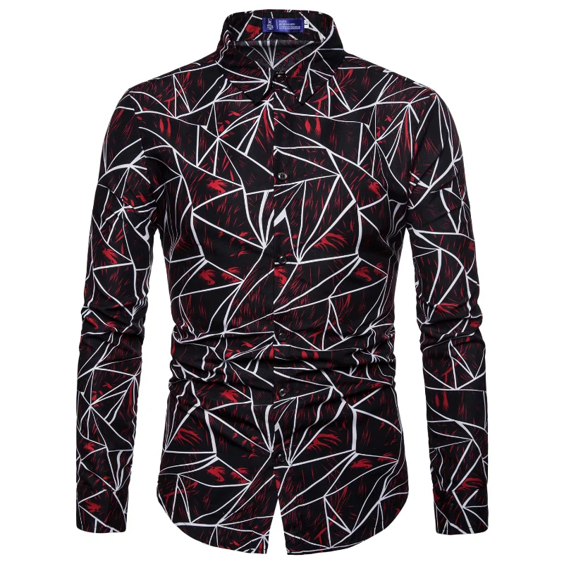 

Fashion Men's Discount Long Sleeve Shirts High Quality Fashion Casual Men's Print Formal Shirt 25 Styles Turn-down Collar Shirt