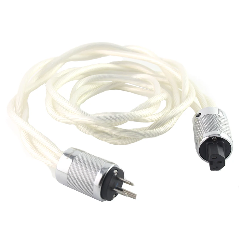 

5N OCC Single Crystal US & EU AC Audiophile Audio Amplifier DAC Filter HIFI Silver Power Cable Carbon Fiber Rhodium Plating Plug