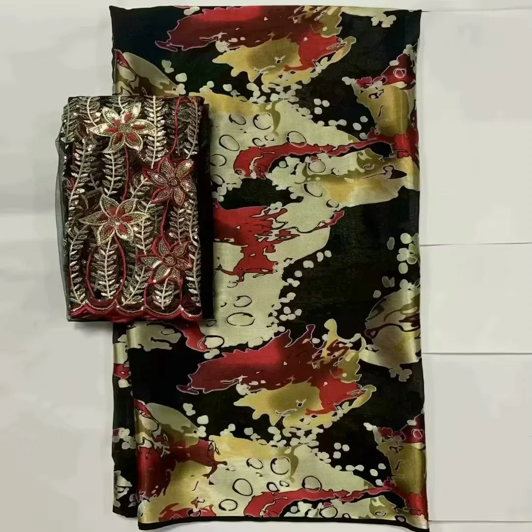 5 + 2 ярда/комплект шёлковая ткань с швейцарской вуалью