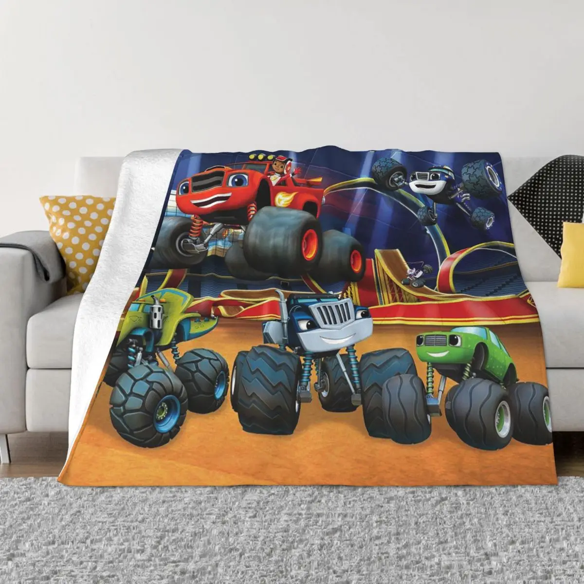 

Upestory Anime Blaze And The Monster Machines Blankets Sofa Cover Fleece Print Warm Throw Blanket for Home Car Rug Piece