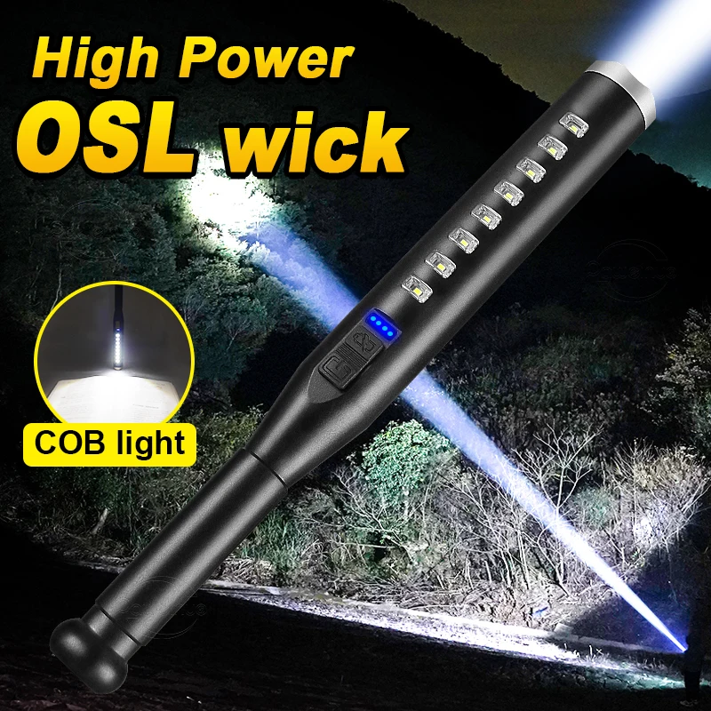 Super Powerful LED Flashlight 18650 Rechargeable Self Defense Flash Light Built-in Battery High Power Torch Baton Tactical Lamps