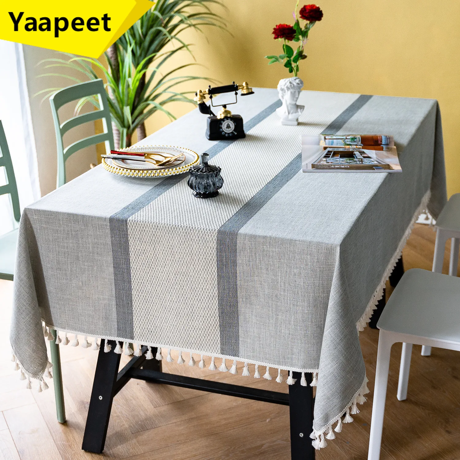 

Nordic Striped Tablecloth Linen Rectangular Tablecloth Wedding Birthday Table Cloth Dining Banquet Decoration Luxury Table Cover