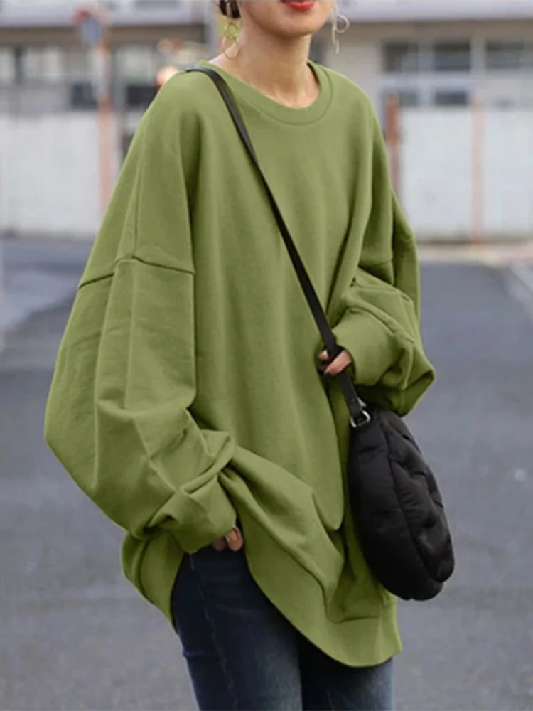 

ZANZEA Oversized Winter Sweatshirt Fashion Women Long Sleeve Solid Loose Pullover Autumn Hoodies Casual Sweatshirts Streetwear