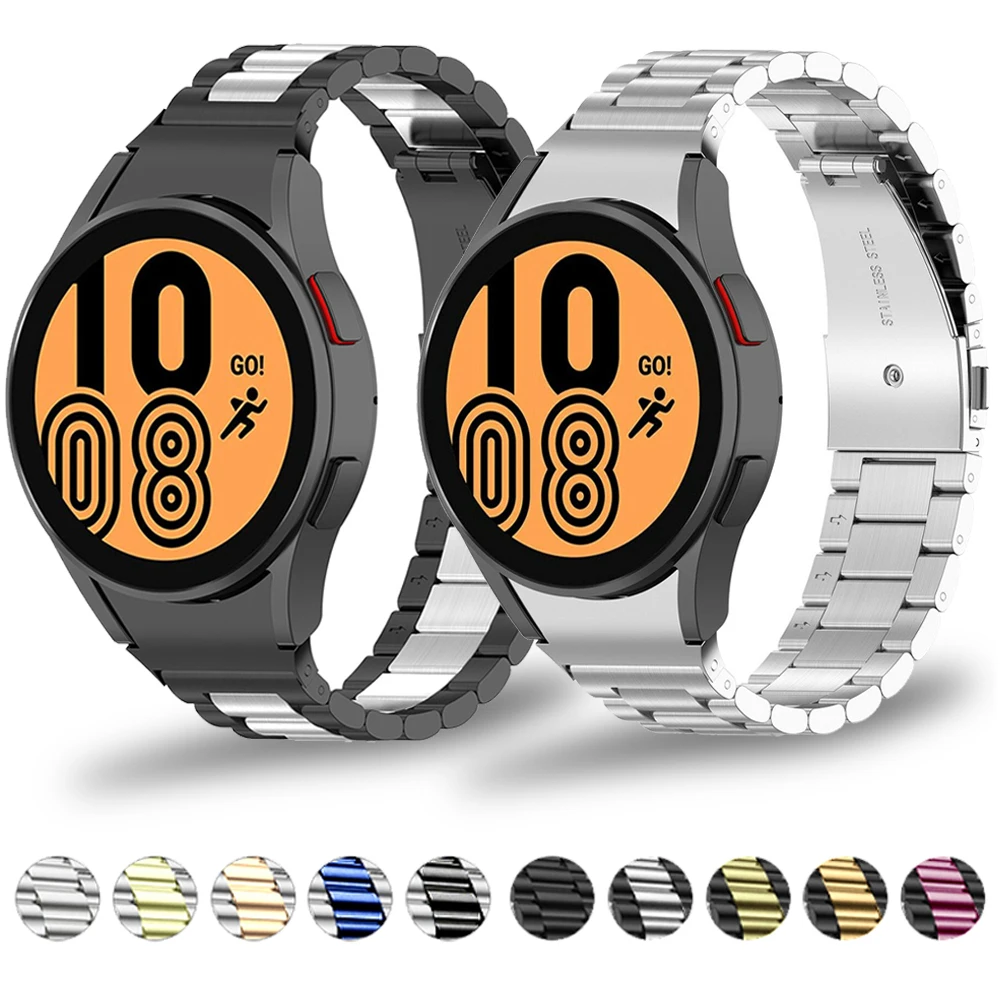 

No Gaps Stainless Steel Metal Wrist Strap for Samsung Galaxy Watch 4 Classic 46mm 42mm/Watch4 44/40mm Watchband Curved End Band