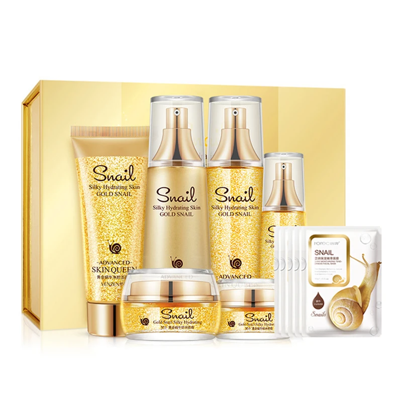 

VENZEN 24K Gold Snail Skin Care Sets Facial Cleaning Anti Wrinkle Moisturizing Anti-aging Face Mask Cream Serum Face Care Set