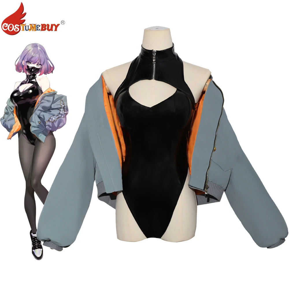 

Punk Anime Lucy Cosplay Costume Sexy Bodysuit Set With Coat Mask