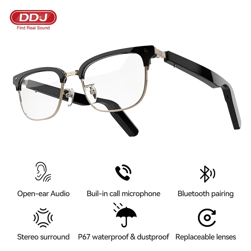 الصوت بلوتوث 5.0 نظارات الذكية الموسيقى النظارات الشمسية مكافحة الضوء الأزرق سماعة رأس لاسلكية حر اليدين نظارات للقيادة HD مكالمة هاتفية