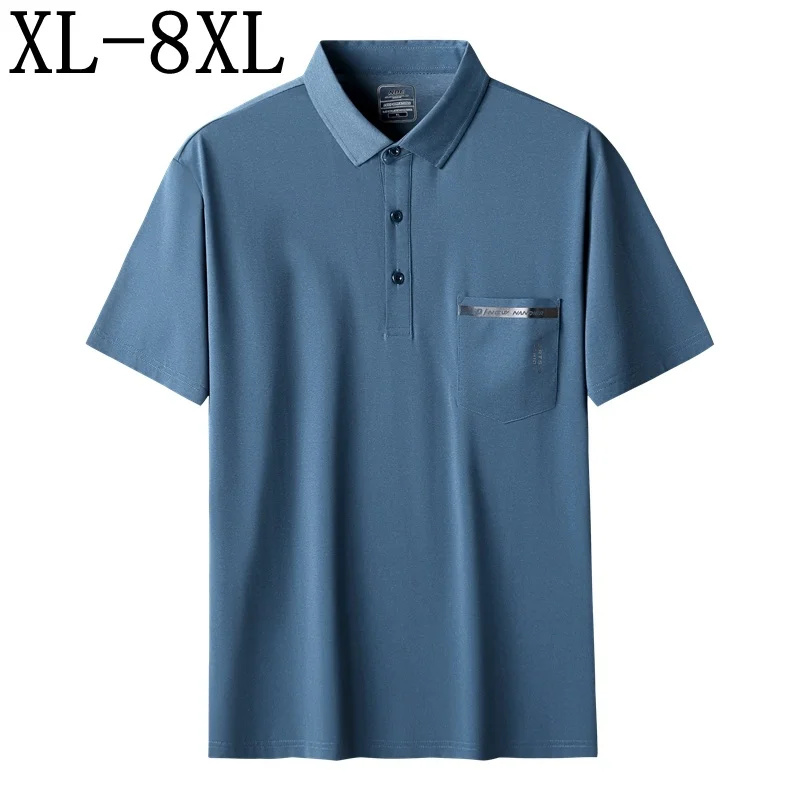 

7XL 8XL 6XL 2023 New Summer Quick Dry Polo Shirt Men Short Sleeve Mens Polos Shirts With Pocket Casual Breathable Men's T-shirt