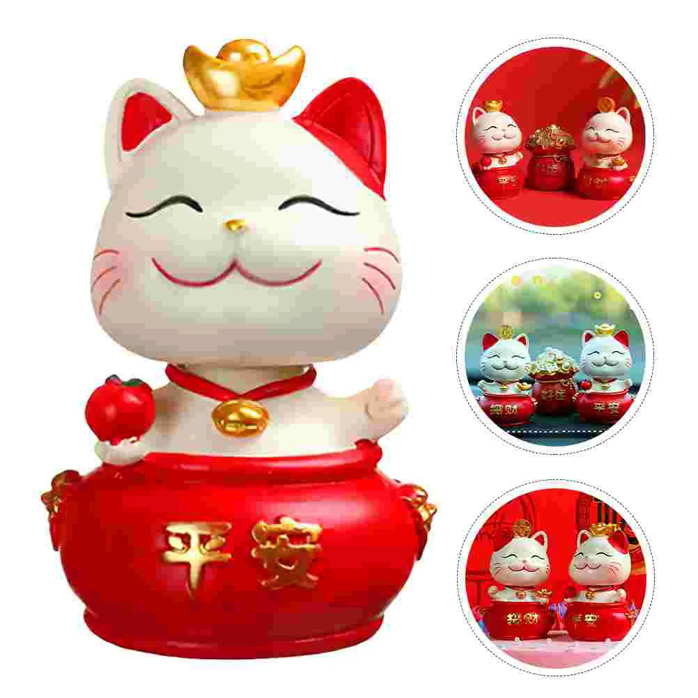 

Cat Lucky Luck Figure Figurine Fortune Maneki Neko Statue Money Ornament Car Animal Waving Figurines Arm Mini Wealth Sculpture