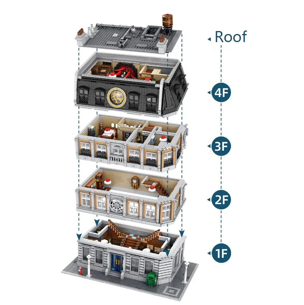 Наборы зданий дома Sanctum Sanctorum Movie MOC с видом на улицу города 613001 Модель модульных