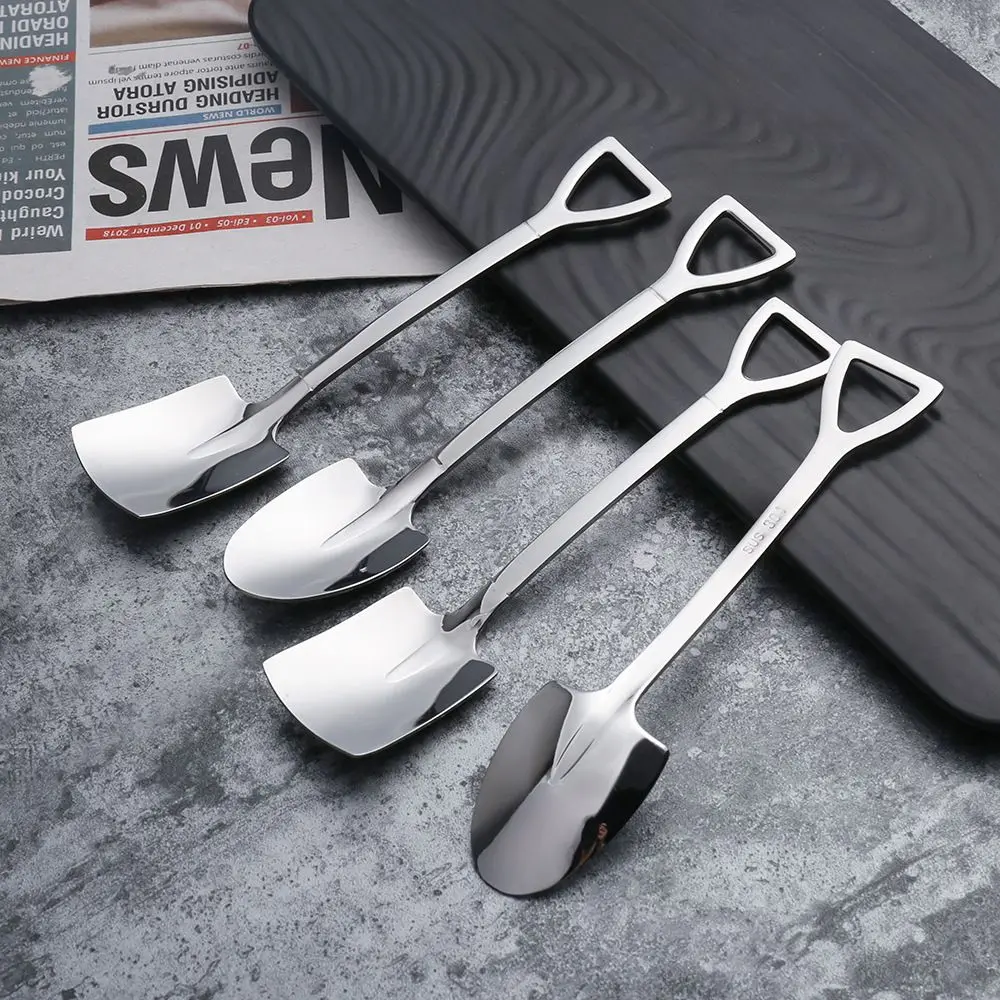 

Tool For Ice cream Dessert Scoop Retro Square Head Kitchen Tableware Tea Spoons Coffee Spoon Cutlery Set Shovel Spoon