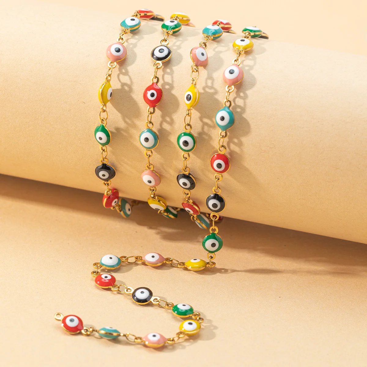 

YASTYT Halloween Evil Eyes DIY Accessories Chain 100cm Stainless Chain Multi-color Cute Alloy Eyes Decoration Chain