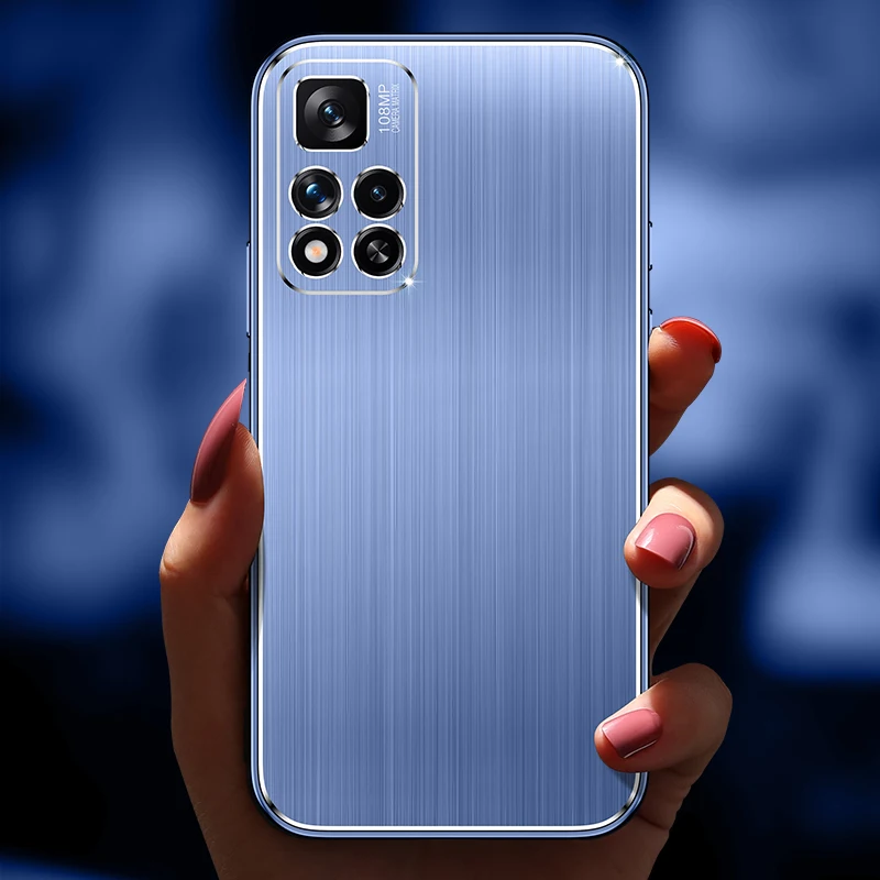 

For Xiaomi Redmi Note 11 Pro Case Luxury Hard Aluminum alloy Matte Drawing Square protective Back Cover Case for Redmi Note 11T