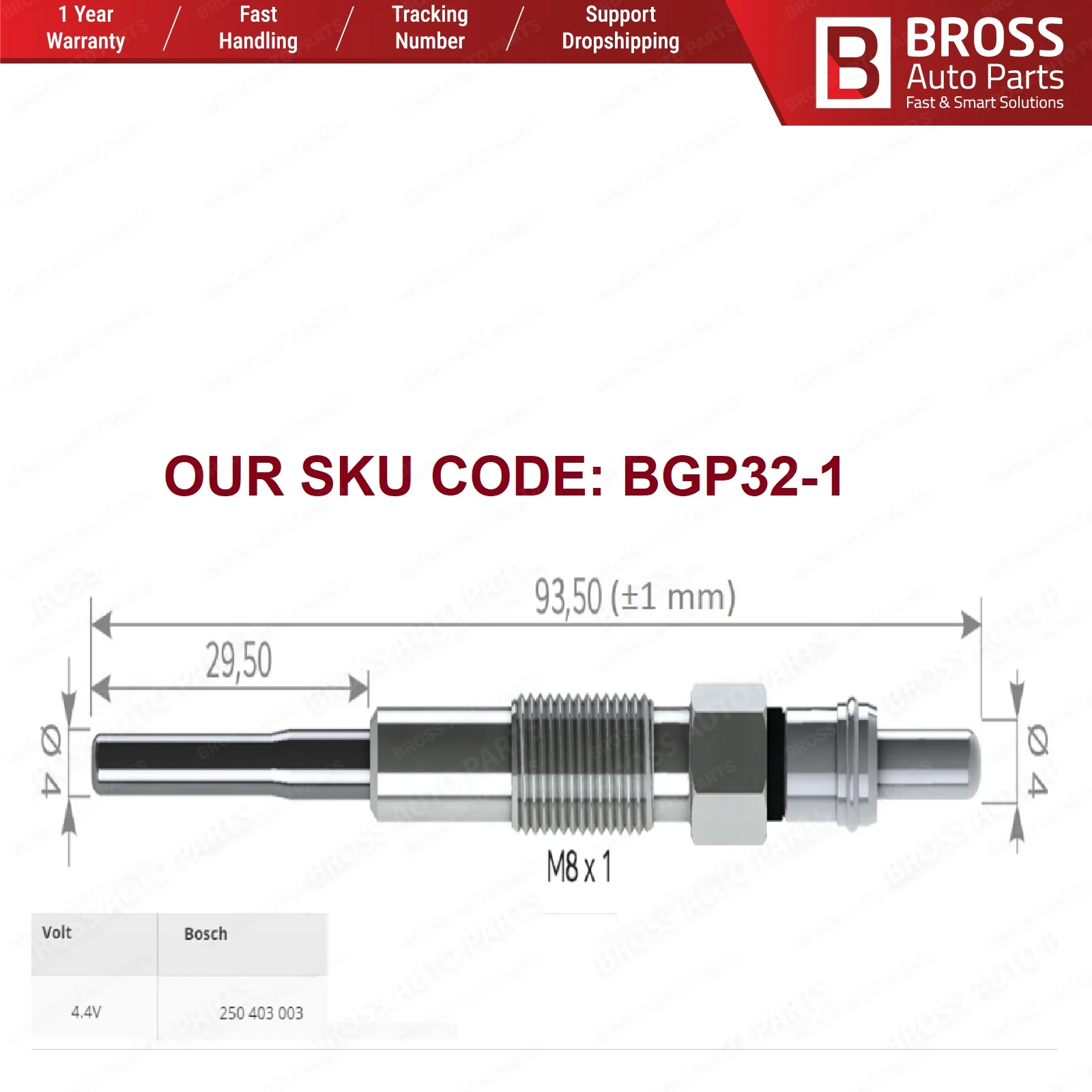 Bross Auto Parts BGP32-1 4 Pcs Heater Glow Plugs GX2094 96440144 GE125 for Chevrolet Opel Holden Daewoo Ship From Turkey | Автомобили и