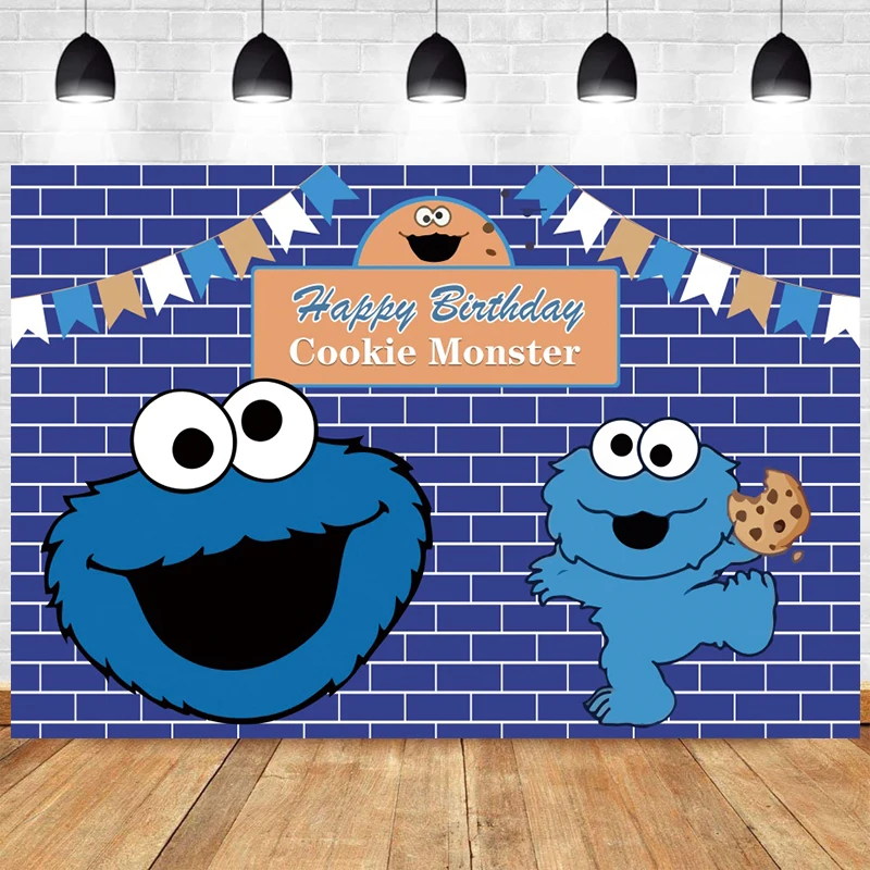 

Sesame Street Photography Backdrop Decortion Happy Birthday Elmo World Party Bricks Wall Photo Background for Pictures Customize