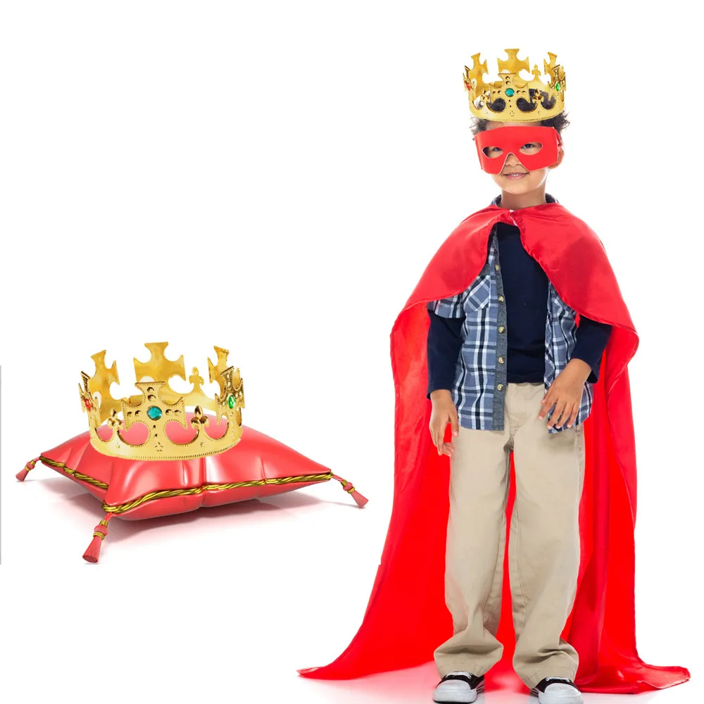 

2 Pack Royal King Queen GOLD CROWN King Charles Coronation 2023 Mens Ladies Adults Kids Fancy Dress Costume Accessories Toys UK