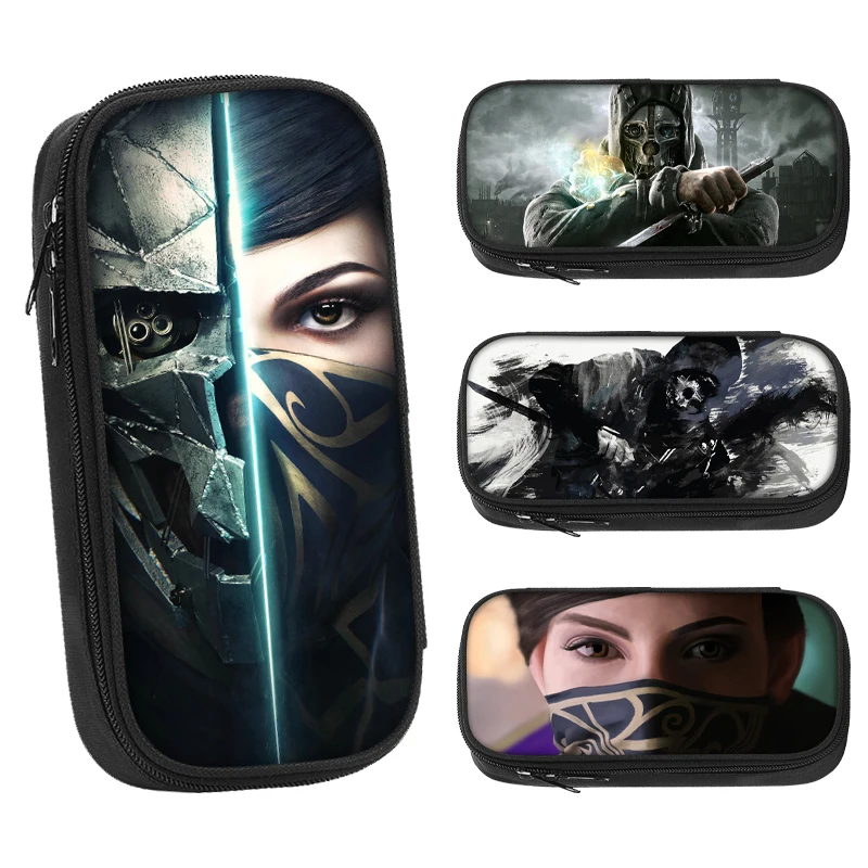 

21cm X 10cm Dishonored Action Adventure Video Games Pencil Cases Bags Student Canvas Utility Large Capacity Office Accessories