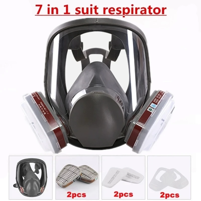 7 In 1 6800 Industrial Painting Spraying Respirator Gas Mask 2 In 1 Suit Safety Work Filter Dust Full Face Mask Replace MMM