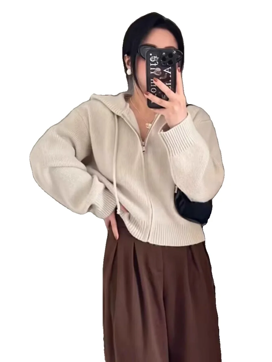 Осень и зима новый бархатный свитер с капюшоном на молнии верхняя одежда женский