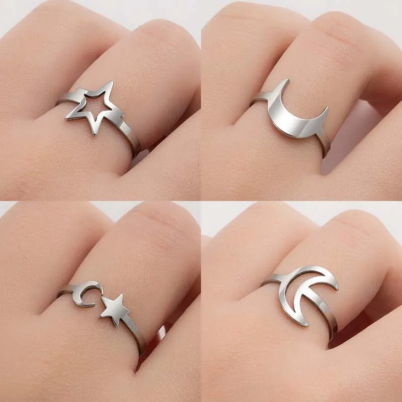 

Various Styles of Retro Gold Star Moon Ring Fashion Female Boho Stainless Steel Gothic Jewelry Accessory Wedding