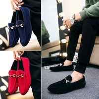 soft leather spring slip on solid with metal male casual peas driving flat dress shoes lazy one pedal loafers shoes for men