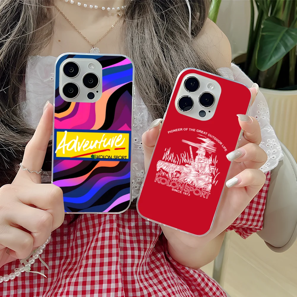 Mobile K-Kolon Sport Phone Case for iPhone 16 15 14 13 12 11 X XR XS Pro Max Plus Mini Clear Transparent Cover Cellphones Smart